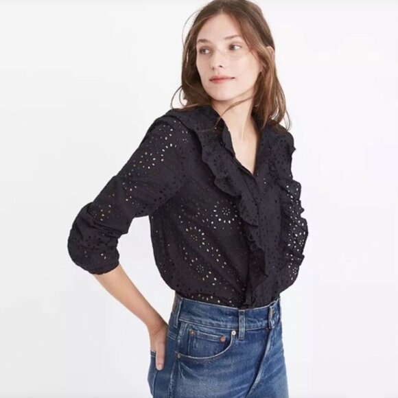 Madewell Tops - Madewell Ruffle Eyelet Blouse | Size Medium